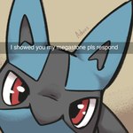 ambiguous_gender anthro black_body black_fur black_nose blue_body blue_fur caption close-up filter fur grey_background looking_at_viewer red_eyes simple_background solo text advos nintendo please_respond pokemon snapchat canid canine generation_4_pokemon lucario mammal pokemon_(species) 1:1 artist_name digital_media_(artwork) english_text hi_res meme reaction_image redraw