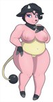 anthro big_breasts black_hair blue_eyes breasts female front_view genitals glistening glistening_eyes hair humanoid_genitalia humanoid_pussy nipples nude overweight overweight_anthro overweight_female pink_body pink_breasts pussy short_hair simple_background solo standing white_background yellow_body milk-jug nintendo pokemon generation_2_pokemon miltank pokemon_(species) full-length_portrait hi_res portrait