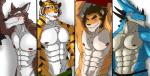 2014 abs anthro biceps big_muscles black_fur black_nose blue_dragon blue_skin blush body_markings brown_eyes brown_fur brown_hair canine clothing dragon fangs feline fur hair hentist hideo_katashi horn lion looking_at_viewer male mammal markings muscles nipples orange_fur pecs pink_nose plain_background pose red_eyes reptile ryuga_takagi scales scalie shishimaru_genjurou smile solo standing stripes tiger tongue tongue_out toragami_gaou undressing vein white_fur wolf yellow_eyes
Rating: Questionable
Score: 5
User: MJ1988
Date: March 01, 2014