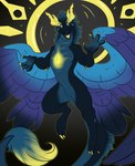 aura feathers glowing glowing_eyes halo solo tail tail_fluff wings stupidshepherd mythology eclipse_eternum deity dragon mythological_creature mythological_scalie nightbringer scalie absurd_res hi_res