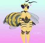 anthro arthropod_abdomen breasts featureless_breasts female mandibles navel nude solo stripes thick_thighs wings yellow_body a.u.tumn marissa_(a.u.tumn) arthropod hymenopteran insect wasp