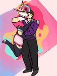 antennae_(anatomy) anthro clothing crop_top duo female hoodie hug human_on_anthro interspecies kissing lamp lava_lamp male male/female shirt skinny topwear inhabitedartist helluva_boss mythology fan_character laurence_(wanda_fan_one_piece) queen_bee-lzebub_(helluva_boss) canid canid_demon canine demon fox hellhound human mammal mythological_canine mythological_creature 3:4 absurd_res full-length_portrait hi_res portrait