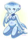 blush breasts female genitals happy kneeling navel nipples non-mammal_nipples pussy slightly_chubby solo young young_female young_humanoid disfigure nintendo ocarina_of_time the_legend_of_zelda princess_ruto animal_humanoid fish fish_humanoid humanoid marine marine_humanoid zora 2022 hi_res signature