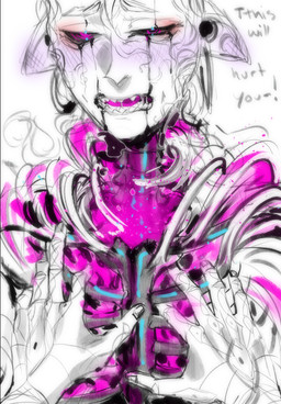 blush body_horror dialogue duo hair male not_furry pointy_ears sharp_teeth teeth text the_distortion_(tma) blackberreh the_magnus_archives gerard_keay michael_shelley avatar_(tma) entity_(tma) mammal spiral_(tma) absurd_res digital_media_(artwork) english_text hi_res trans_(lore) trans_man_(lore)
