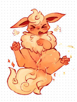 blush blush_lines bodily_fluids body_blush claws feet female feral fluffy fluffy_tail fur genital_fluids genitals humanoid_genitalia humanoid_vulva leaking_urine nipples omorashi open_mouth orange_body orange_fur pawpads paws peeing solo spread_legs spread_toes spreading tail tears toes urine vulva vulva_blush yellow_body yellow_fur conditional_dnp waterthissport nintendo pokemon eeveelution flareon generation_1_pokemon pokemon_(species)