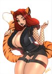 big_breasts book breasts female huge_breasts one_eye_closed solo wink luvon animal_humanoid felid felid_humanoid humanoid mammal mammal_humanoid pantherine pantherine_humanoid tiger_humanoid hi_res