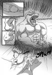 2014 anthro balls big_balls big_dom_small_sub bodily_fluids canid canine comic cum cum_on_balls cum_on_face cum_on_penis dialogue digital_drawing_(artwork) digital_media_(artwork) dominant duo erection eyes_closed fangs fellatio generation_1_pokemon genital_fluids genitals greyscale hi_res humanoid kneeling machoke male male/male male_penetrated male_penetrating male_penetrating_male mammal monochrome mouse murid murine muscular nintendo oral orgasm orgasm_face penetration penile penis pokemon pokemon_(species) precum retracted_balls rodent ryusuke573 sex sitting size_difference spa teeth text throbbing throbbing_balls towel xalex14