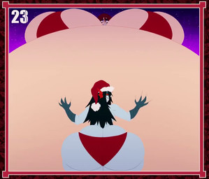 belly big_belly big_breasts big_butt blue_body breasts butt butt_cleavage christmas_clothing christmas_headwear cleavage clothed clothing ear_fins evil_grin female femboy fin hand_on_belly hat headgear headwear holidays huge_belly huge_breasts huge_butt hyper hyper_belly hyper_breasts hyper_butt inflation looking_back looking_pleasured male santa_hat sharp_teeth size_difference smile teeth thorstone christmas bethany_(thorstone) grim_(thorstone) animal_humanoid fish fish_humanoid human humanoid mammal marine marine_humanoid animated lineless no_sound short_playtime webm