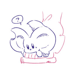 ambiguous_gender big_ears biped bipedal_feral bodily_fluids clothed clothing disembodied_foot duo feet feral fluffy fluffy_tail fur mouthless notched_ear on_foot question_mark semi-anthro simple_background solo_focus speech_bubble sweat sweatdrop tail white_background 0olqplo0 kirby_(series) kirby_and_the_forgotten_land nintendo elfilin alien chinchillid human mammal rodent starling_(kirby) 1:1 digital_drawing_(artwork) digital_media_(artwork) male_(lore)