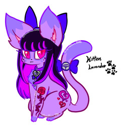 accessory bow_ribbon collar female feral flower fur furgonomics hair hair_accessory hair_bow hair_ribbon heart_symbol pink_eyes plant purple_body purple_fur purple_hair ribbons solo tail tail_accessory tail_bow tail_ribbon tattoo lewdchuu lavender_(lewdchuu) domestic_cat felid feline felis mammal 1:1 hi_res