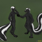 anthro duo fur green_background male merging simple_background unstableimagination brandon_(trebor) jason_(trebor) mammal mephitid skunk 1:1