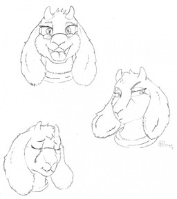 anthro bodily_fluids crying ears_down expressions eyes_closed eyewear fangs female fur glasses horn looking_aside looking_at_viewer mouth_closed narrowed_eyes open_mouth pivoted_ears smile smiling_at_viewer solo tears teeth tongue wide_eyed jimfoxx undertale_(series) toriel bovid caprine goat mammal 2017 expression_sheet headshot_portrait hi_res monochrome multiple_images portrait signature