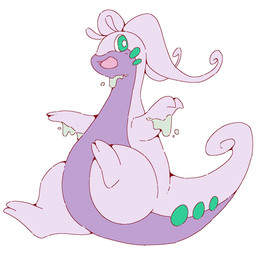 2_fingers 2_toes ambiguous_gender falling feet feral fingers goo_drip green_body green_eyes multicolored_body open_mouth open_smile pink_body purple_body simple_background smile solo tail_swirl toes tongue white_background noye nintendo pokemon generation_6_pokemon goodra pokemon_(species) 1:1 2026 digital_drawing_(artwork) digital_media_(artwork) hi_res