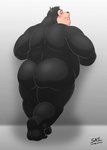 anthro black_body black_fur black_nose blush butt fur male overweight overweight_anthro overweight_male solo shadowninja976 disney goof_troop pj_(goof_troop) felid feline mammal 2020 hi_res