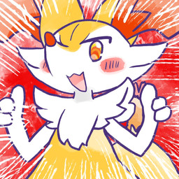 ambiguous_anthro ambiguous_gender anthro biped blush blush_stickers food front_view gesture hand_gesture looking_at_viewer object_in_tail open_:3 open_mouth open_smile shrimp_(food) simple_background smile solo tail thumbs_up annyui0611 nintendo pokemon braixen canid generation_6_pokemon mammal pokemon_(species) 1:1 2024 bust_portrait digital_drawing_(artwork) digital_media_(artwork) japanese_description portrait translated_description