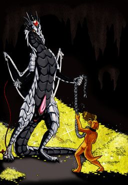anthro anus bound cave chain chained duo erection genitals hoard jewelry male male/male membrane_(anatomy) membranous_wings penis size_difference slave tail treasure_hoard whip wings drink_(artist) european_mythology mythology canid canine canis domestic_dog dragon mammal mythological_creature mythological_scalie scalie western_dragon 2008