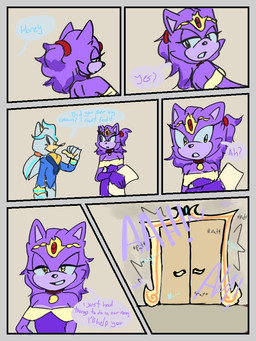 anthro border clothing countershade_face countershading crown door dress duo eyelashes female fur grey_border hair headgear male male/female moan paper ponytail purple_body text thick_eyelashes tied_hair white_body white_fur yellow_eyes luibangban sega sonic_the_hedgehog_(series) blaze_the_cat silver_the_hedgehog domestic_cat eulipotyphlan felid feline felis hedgehog mammal 3:4 comic english_text