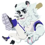 anthro baseball_bat baseball_uniform bat_(object) biped black_eyes clothing fur looking_at_viewer male mascot solo sportswear uniform white_body white_fur burrrnt nippon_professional_baseball saitama_seibu_lions leo_(saitama_seibu_lions) felid mammal pantherine tiger 1:1 2024 hi_res