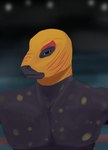 absurd_res amphibian anthro black_body black_scales cape_escape gnollplaying_games hi_res laputan_machine lucha_libre_mask luchador male manifesto_(cape_escape) mask orange_mask pecs salamander scales solo sports_mask sportswear spots wrestler wrestling_mask