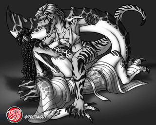 angry bared_teeth bottomwear clothing clothing_pull crown daisy_dukes denim denim_bottomwear denim_clothing denim_shorts dreadlocks egyptian egyptian_clothing fight fist hair headgear hotpants long_snout long_tail markings paddle_tail pulling_hair robe shirt shorts snout spots spotted_body spotted_markings stepping_on_hand striped_body striped_markings striped_tail stripes tail tail_markings tank_top tiara topwear touching_hair translucent translucent_clothing predaguy anthrosaurs ammit_(rhazzazor) melissa_(rhazzazor) dinosaur prehistoric_species reptile saurischian scalie spinosaurid spinosaurus theropod tyrannosaurid tyrannosauroid tyrannosaurus tyrannosaurus_rex greyscale hi_res monochrome