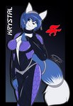 accessory anthro blue_body blue_eyes blue_fur blue_hair clothing clothing_pull female flight_suit fur furgonomics hair hair_accessory headband solo spacesuit tail tail_accessory tailband undressing thibbycat nintendo star_fox krystal_(star_fox) canid canine fox mammal alpha_channel hi_res