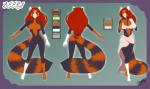 anthro black_body black_fur breasts butt clothing female fur hair long_hair looking_at_viewer nipples orange_body orange_fur red_hair solo white_body white_fur yellow_eyes steel_tigerwolf spotted_humor beers ailurid mammal red_panda 2014 model_sheet