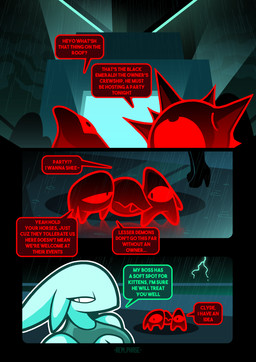 1_eye ambiguous_gender anthro dialogue electricity female head_tail lightning raining speech_bubble spikes spikes_(anatomy) text white_body rem_phase annette_(rem_phase) clyde_(rem_phase) gino_(rem_phase) gorb_(rem_phase) aquatic arthropod asterozoan crab crustacean decapod demon echinoderm echinozoan fish malacostracan sea_urchin shark starfish 2025 absurd_res comic digital_media_(artwork) english_text hi_res