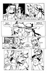anthro between_breasts big_breasts breasts brothel canid canine cleavage clothed clothing comic dialogue english_text female fox gecko group hi_res jamil_gonzalez lagomorph leporid lizard luellen_cunningham mammal monochrome pain rabbit reptile saloon saloon_dress scalie text the_tale_of_jasper_gold wallet western wild_west