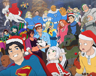ambiguous_gender animal_skin anthro armor bald bell biped black_body black_fur black_hair blind_eye bone brown_ears canon_couple cape chopsticks christmas_clothing christmas_headwear christmas_present christmas_tree cigarette cigarette_in_mouth clothing collar collar_only countershading ear_piercing eating eye_scar eyebrows facial_hair facial_scar fake_antlers fake_horns female female_human female_symbol flying freckles fur gender_symbol gesture gift green_armor green_clothing green_eyes green_hair green_hat green_headwear grey_eyebrows grey_facial_hair grey_hair grey_mustache greying_hair group hair hat head_scar headgear headwear heart_gesture holding_feral holidays human_focus humanoid_pointy_ears husband husband_and_wife ice jingle_bell male male_human married_couple mature_female mature_human mature_male mustache nude object_in_mouth orange_body orange_fur piercing plant pointy_ears police police_officer police_uniform quadruped red_cape red_clothing red_hair red_hat red_headwear rock santa_hat scar smile snow snowing superhero symbol tail tree uniform white_body white_countershading white_eyebrows white_fur white_hair white_tail wife chris-thekid christmas demon_slayer dexter_(series) dispatch dog_man_(series) doom_(series) doom_the_dark_ages fantastic_four frieren_beyond_journey's_end frieren_looking_up id_software image_comics invincible_(image_comics) marvel marvel_rivals microsoft my_hero_academia one-punch_man one_(manga) superman_(2025_film) superman_(series) wwe atom_eve beef_(dispatch) blonde_blazer conquest_(invincible) dog_man_(character) doom_slayer emma_frost frieren human_torch invisigal_(dispatch) izuku_midoriya james_doakes john_cena krypto mark_grayson reed_richards robert_robertson_(dispatch) saitama_(one-punch_man) superman susan_storm_(marvel) tanjiro_kamado the_thing_(marvel) canid canine canis chihuahua domestic_dog elemental_creature elemental_humanoid elf human humanoid kryptonian mammal mineral_fauna mineral_humanoid rock_creature rock_humanoid schnauzer toy_dog viltrumite 2025 2026 colored crossover hi_res meme
