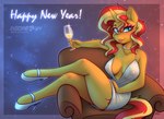 2024 alcohol anthro anthrofied armchair beverage big_breasts blue_eyes breasts chair champagne champagne_glass choker clothing collarbone container crossed_legs cup cutie_mark dandy_(artist) dress drinking_glass equestria_girls equid equine eyebrows eyelashes female footwear furniture glass glass_container glass_cup hair hasbro hi_res high_heels holidays horn horse inner_ear_fluff jewelry lipstick looking_at_viewer makeup mammal multicolored_hair my_little_pony mythological_creature mythological_equine mythology necklace new_year new_year_2024 pony red_hair short_hair sitting smile solo sunset_shimmer_(eg) translucent translucent_clothing tuft two_tone_hair unguligrade unicorn yellow_body