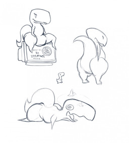 ambiguous_gender anthro biped blep computer dazed electronics featureless_crotch lying nude raised_tail side_view sitting solo spiral spiral_eyes standing tail text thick_thighs three-quarter_view tongue tongue_out vagoncho google google_chrome dinosaur_(google_chrome) dinosaur prehistoric_species reptile scalie black_and_white digital_drawing_(artwork) digital_media_(artwork) english_text hi_res line_art monochrome multiple_images sketch sketch_page