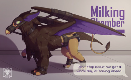anal anal_penetration bdsm beak bondage bound brown_body brown_fur chastity_cage chastity_device claws collar cuff_(restraint) cuffed_wrists dialogue dildo dildo_in_ass dildo_insertion feathered_wings feathers feral fluffy fur gag gagged green_eyes leash leashed_collar leashed_muzzle male mobile_bondage muzzle_(object) muzzle_leash muzzle_to_collar muzzled object_in_ass offscreen_character penetration questionable_consent restrained_wings restraints sex_toy sex_toy_in_ass sex_toy_insertion solo speech_bubble standing strapped_in_toy submissive tail text wing_bondage wing_restraint wings wings_tied n1k0 mythology griffin_(quest_for_camelot) avian gryphon mythological_avian mythological_creature hi_res