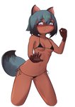 5_fingers absurd_res anthro bikini black_body black_fur black_hair black_nose blue_body blue_eyes blue_fur blue_hair blush brand_new_animal breasts brown_body brown_fur canid canine clothed clothing female fingers fluffy fluffy_tail fur hair hi_res looking_at_viewer mammal michiru_kagemori multicolored_body multicolored_eyes multicolored_fur multicolored_hair navel pink_eyes portrait raccoon_dog skimpy small_breasts solo studio_trigger swimwear tail tanuki thaiduongngo72 three-quarter_portrait