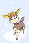 ambiguous_gender brown_body brown_fur feral fur grey_eyes outside simple_background smile snow solo tan_body tan_fur winter alpacapala nintendo pokemon deer deerling generation_5_pokemon mammal pokemon_(species) winter_deerling