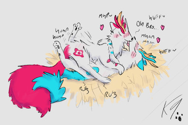 blue_body blue_fur blush breath duo eyes_closed feral feral_on_feral fur grinding humping kissing licking_tongue lying male male/male moan multicolored_body multicolored_fur panting side_view simple_background text toony two_tone_body two_tone_fur white_body white_fur k9derg_(artist) fabulous_beasts mythology bixie_(fabulous_beasts) tianlu_(fabulous_beasts) mythological_creature pixiu 2025 3:2 english_text hi_res brother_(lore) brothers_(lore) incest_(lore) sibling_(lore) twincest_(lore) twins_(lore)