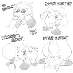 animal_genitalia animal_penis anthro ball_sniffing balls big_ears black_sclera duo equine_genitalia equine_penis eyes_closed facesitting genitals glans hair half-closed_eyes horn kissing male male/male messy_hair narrowed_eyes nose_to_anus penis penis_bite perineum sitting_on_another sniffing teeth kapri kapri_(kapri) bovid caprine goat mammal 1:1 hi_res monochrome
