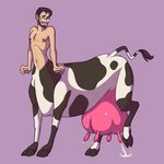 andromorph andromorph_lactation andromorph_udder beard bodily_fluids body_hair eyewear facial_hair glasses hooves intersex lactating milk nipples pain pecs solo teats udders frankly-art bovid bovid_taur bovine bovine_taur bucentaur humanoid_taur mammal mammal_taur taur 1:1