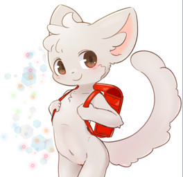 anthro anthrofied backpack backpack_only brown_eyes cheek_tuft chest_tuft collarbone facial_tuft female flat_chested fur genitals grey_body grey_fur head_tuft inner_ear_fluff loli long_tail looking_at_viewer monotone_body monotone_fur navel nude nude_anthro nude_female pokemorph simple_background smile solo standing tail tuft vulva young young_anthro young_female canopus335 nintendo pokemon generation_5_pokemon minccino pokemon_(species) 2021 colored digital_drawing_(artwork) digital_media_(artwork) shaded soft_shading