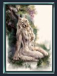 anthro blue_border border breasts brown_body brown_fur claws detailed_background duo female flower fur grass long_fur looking_at_viewer multicolored_body multicolored_fur navel nude pink_nose plant purple_eyes short_ears sitting sitting_on_ground solo tree two_tone_body two_tone_fur white_body white_fur steelsart canid canine canis mammal wolf 2021 3:4 hi_res signature watermark