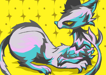 abstract_background ambiguous_gender blue_nose feral fur grey_body grey_fur lying on_front solo yellow_sclera naircat domestic_cat felid feline felis mammal 2017 digital_media_(artwork) microsoft_paint_(artwork)