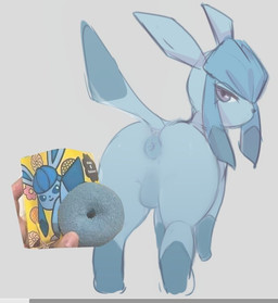 anus backsack balls blue_anus blue_balls blue_body blue_fur butt dessert doughnut feral food fur genitals leg_markings looking_at_viewer looking_back looking_back_at_viewer male male_feral markings pastry puffy_anus real rear_view simple_background socks_(marking) solo pandabutt nintendo pokemon eeveelution generation_4_pokemon glaceon pokemon_(species) 2024 digital_drawing_(artwork) digital_media_(artwork) reference_image