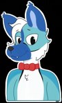 anthro black_eyes blue_ears blue_snout bow_tie chest_tuft head_tuft male solo tuft white_cheeks white_chest dyiing flolo canid canine canis domestic_dog mammal alpha_channel hi_res