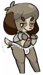 animal_crossing balls_in_underwear canid canine canis clothing digby_(animal_crossing) domestic_dog femboy genitals heart_symbol humanoid_genitalia humanoid_penis looking_at_viewer male mammal nintendo panties penis shih_tzu simple_background solo toy_dog underwear vilepluff
