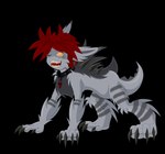 anthro blinking claws collar ears_back eye_scar facial_scar fluffy_chest fur grey_body grey_fur grey_markings hair heartless_symbol male markings orange_eyes pivoted_ears red_hair scar smile smiling_at_viewer solo spiked_collar spikes spines tail teeth_showing yellow_eyes zarjhan_mary kingdom_hearts square_enix fan_character zareth_(zarjhan_mary) deishun_(species) heartless monster alpha_channel