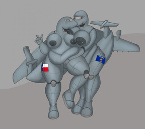 aircraft airplane anthro areola back_wings barbell_piercing belly big_areola big_belly big_breasts black_nipples breast_squish breasts cockpit duo female fin fingering grey_body hand_on_crotch jet jet_engine machine metallic_body navel nipple_piercing nipples non-mammal_breasts non-mammal_navel non-mammal_nipples not_furry nude nude_anthro nude_female overweight overweight_anthro overweight_female piercing simple_background smile squish tail tail_fin thick_thighs vehicle wide_hips wings merusartz aeromorph living_aircraft living_machine living_vehicle digital_media_(artwork) hi_res