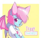 anime_eyes anime_style blue_body femboy fur hair pink_eyes pink_hair wings terry_bat bat mammal 2020 digital_media_(artwork)