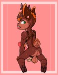 anthro antlers anus backsack balls big_balls big_penis blush border ear_piercing erection genitals harness horn male penis piercing pink_border small_but_hung solo tongue tongue_out young young_anthro humazawhat deer mammal absurd_res hi_res