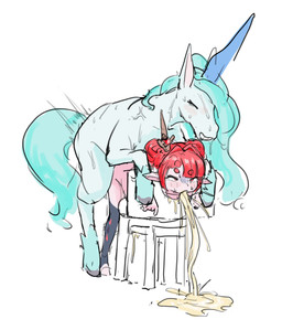 anthro bestiality bodily_fluids cum cum_in_mouth cum_inside cum_through duo female feral genital_fluids male male/female dumato equid equine horse mammal absurd_res hi_res