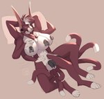 3_breasts 3_legs 3_penises 6_arms 6_fingers 6_penises 6_tails 6_toes abs anthro big_breasts big_ears breasts canid canine canis countershading ear_piercing feet fingers genital_piercing genitals gynomorph hi_res huge_breasts intersex intersex/intersex lying mammal mephitid multi_arm multi_breast multi_genitalia multi_leg multi_limb multi_penis multi_tail multifur nipple_piercing nipples on_back oukaarts penis penis_piercing piercing pillow skunk solo tail toes vox_(strredwolf) wolf
