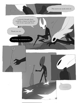 after_sex anthro biped black_body blush blush_lines bodily_fluids cum cum_on_leg dialogue duo ellipsis featureless_chest featureless_feet feet female feral genital_fluids horn hornet's_needle male male/female nude nude_female segmented_body speech_bubble sweat text justdog hollow_knight:_silksong hollow_knight_(franchise) team_cherry hornet_(hollow_knight) styx_(hollow_knight:_silksong) arachnid arthropod silk_fly spider 2026 comic english_text greyscale hi_res monochrome